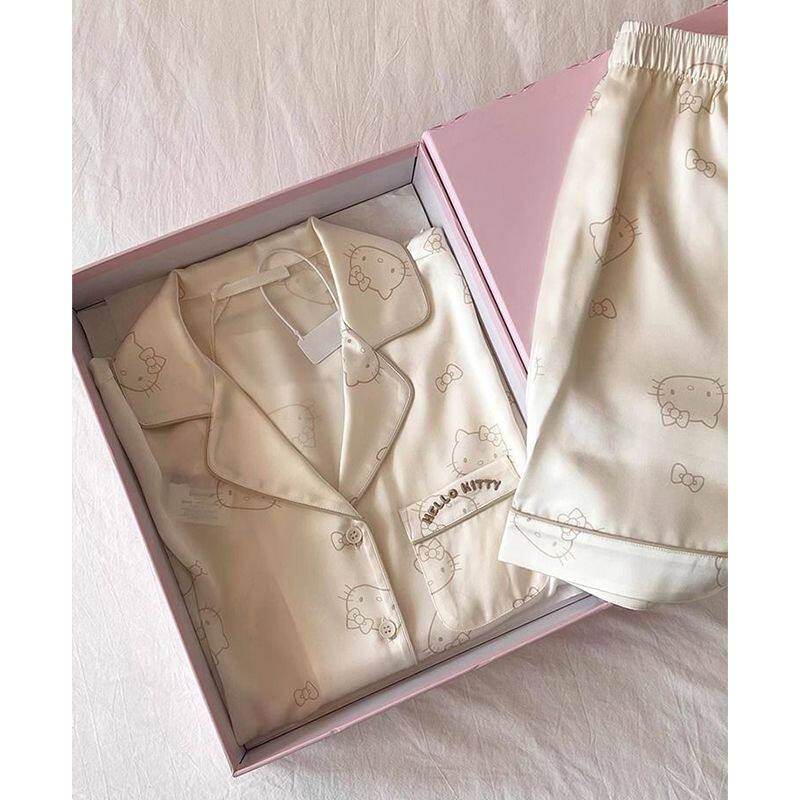 新款冰丝睡衣女卡通可外穿家居服