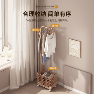 挂衣架阳台简易可移动衣帽架储物收纳层架 衣架家用卧室小型落地式