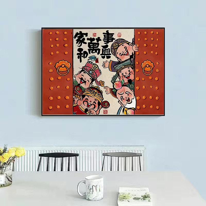 新款招财复古仿旧电表箱室内电箱总开关弱电箱饭厅客厅装饰挂画