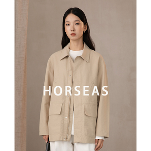 海边的马/HORSEAS 防风休闲夹克外套女士翻领早初秋冬季外套穿搭