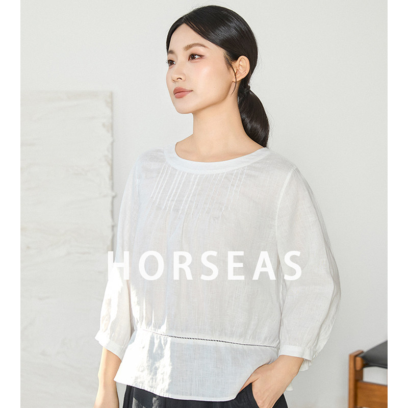 海边的马/HORSEAS七分袖圆领衫