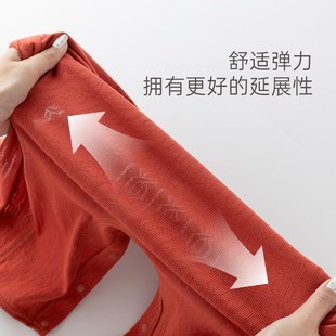 男女宝宝a红色连体衣夏季薄款婴儿周岁礼满月哈衣爬服空调服