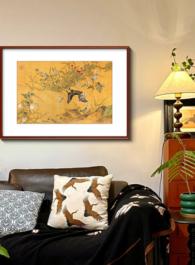 郎世宁百蝶图中古风客厅装v饰画蝴蝶法式餐厅挂画书房玄关卧室壁