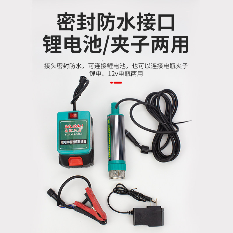 38型锂电抽油泵12v电动抽油泵100w功率电动加油泵V迷你电动柴油泵