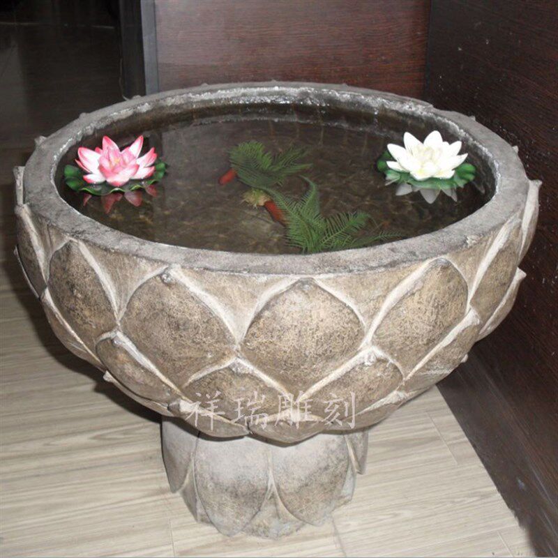 青石盆仿古石雕j鱼缸花盆水缸石槽室内阳台大理石养鱼水池庭院摆