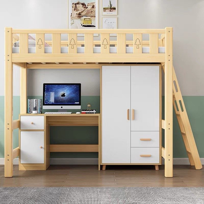 实木高架床单上层儿童成人高低床上床下I桌下空下床带书桌衣柜一,住宅家具,高架床/高拼床,淘宝优惠券,粉丝福利购,淘宝优惠卷