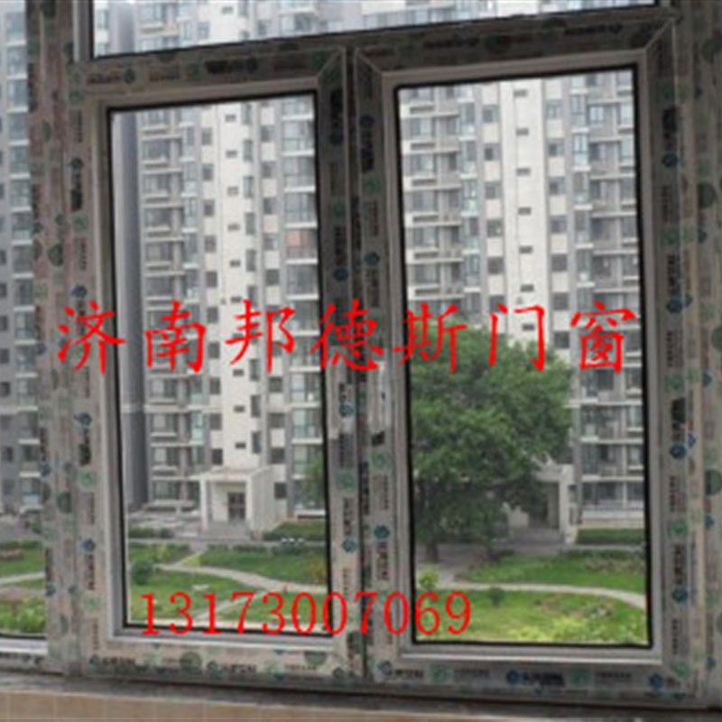 实德塑钢玻璃平开窗/塑钢门窗封阳台价格/济南门.窗厂家价格
