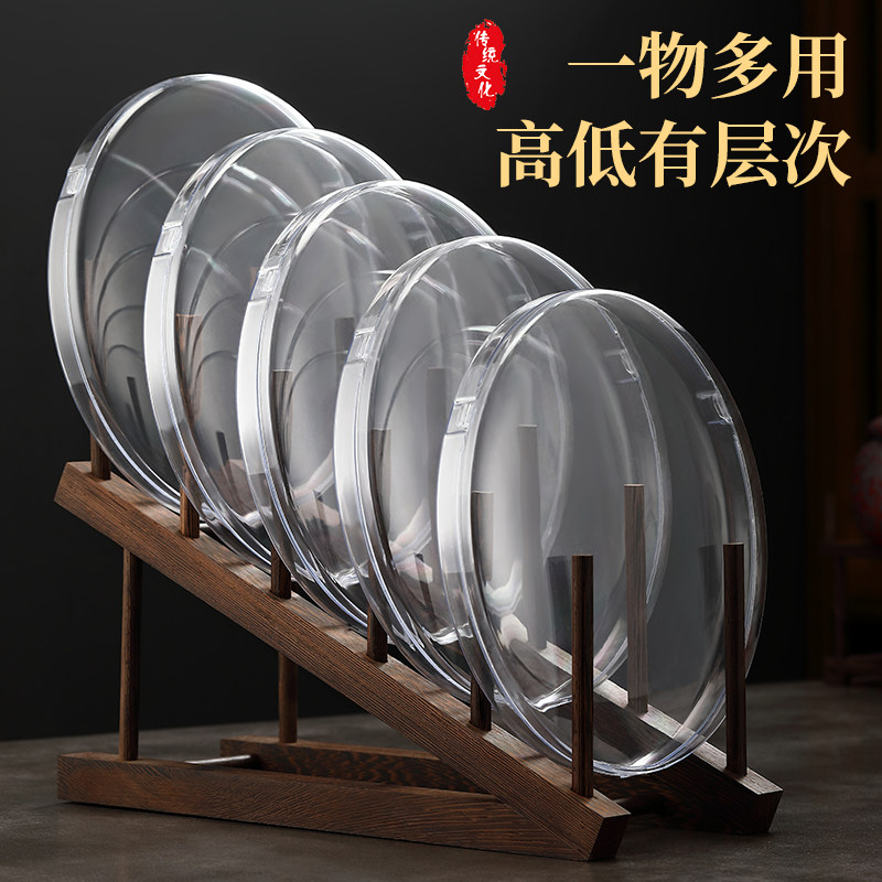 鸡翅木茶饼架高档家用实木普洱茶架子茶叶K收纳展示架瓷盘托架配