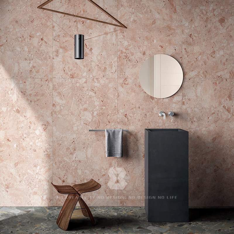 水磨石哑光质感瓷砖客餐厅卫生间防滑墙地M砖民宿服装连锁店工程