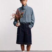 解构毛边牛仔中裤