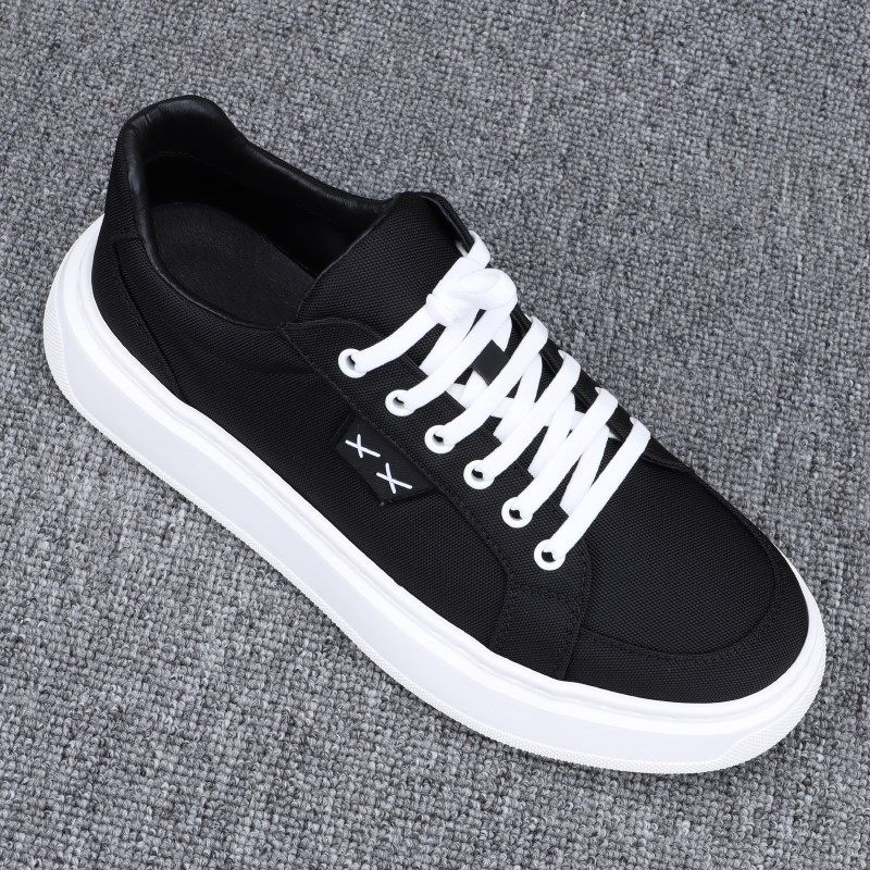 高级感颗粒布男鞋潮流厚底一脚y蹬透气帆布鞋日常白底透气休闲板,流行男鞋,布鞋,淘宝优惠券,粉丝福利购,淘宝优惠卷