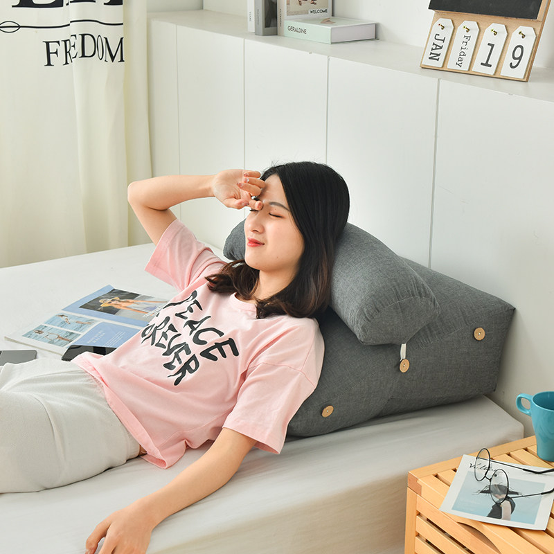 日式水洗棉c床头板靠垫软包护腰床上靠枕三角沙发大靠背垫可拆洗,居家布艺,床头靠垫,淘宝优惠券,粉丝福利购,淘宝优惠卷