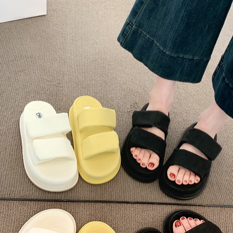 凉拖鞋女夏外穿2025新款厚x底休闲沙滩凉鞋网红超火时尚孕妇一字,女鞋,一字拖,淘宝优惠券,粉丝福利购,淘宝优惠卷