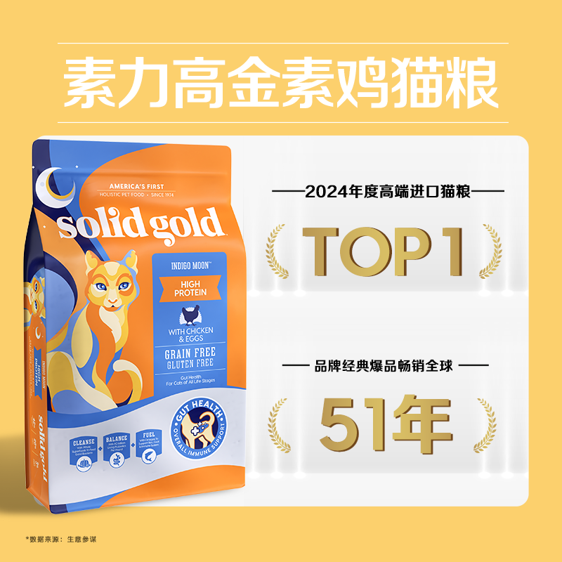 【官方旗舰】Solidgold素力高金素鸡高蛋白进口猫粮幼成猫1.36kg