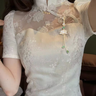 中国风步步生莲川贝母荷花旗袍压襟古风挂件胸针女汉服茶服配饰