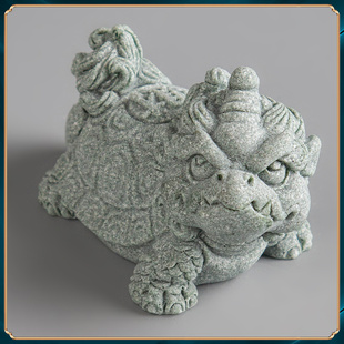 青砂石小龙龟创意国潮居家办公装 饰桌面摆件鱼缸造景朋友送礼