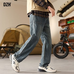男士蓝色直筒牛仔裤男宽松大码春季2025新款男款裤子休闲百搭长裤