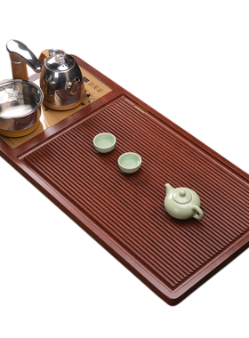 黑檀木花梨木整块实木电木茶盘带电磁炉原木家用大茶台茶海带排水