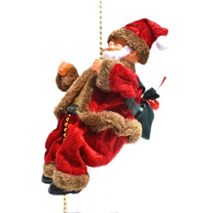 爬烟囱的圣诞老人爬梯绳子珠帘电动玩具玩偶儿童礼物圣诞装饰品