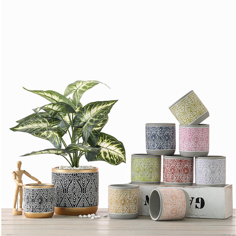 机雕拼色黑桃花纹红陶花盆北欧风创意设计陶土手工小花盆多肉绿植,鲜花速递/花卉仿真/绿植园艺,花盆,淘宝优惠券,粉丝福利购,淘宝优惠卷