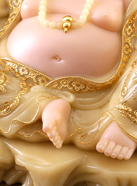 秦歌汉白玉大肚弥勒佛佛像办公室客厅招财笑佛弥勒佛摆件开业礼品