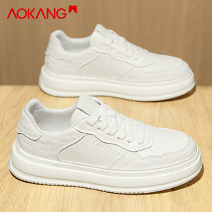奥康小白鞋男款2026新款冬季休闲百搭板鞋青少年厚底增高运动男鞋
