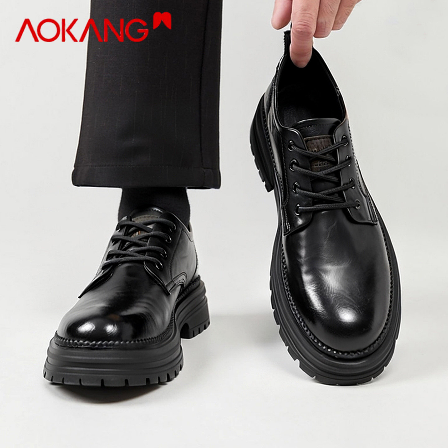 奥康男鞋2026新款商务正装休闲皮鞋男款韩版增高百搭通勤运动板鞋