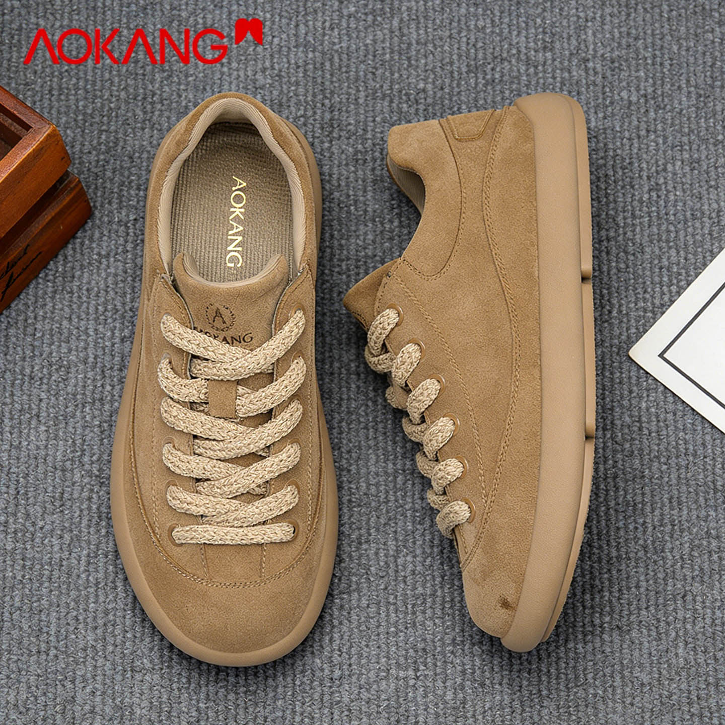 奥康勃肯鞋2026新款冬季绒面休闲板鞋男阿甘鞋男士德训百搭运动鞋,流行男鞋,软木鞋/勃肯鞋,淘宝优惠券,粉丝福利购,淘宝优惠卷