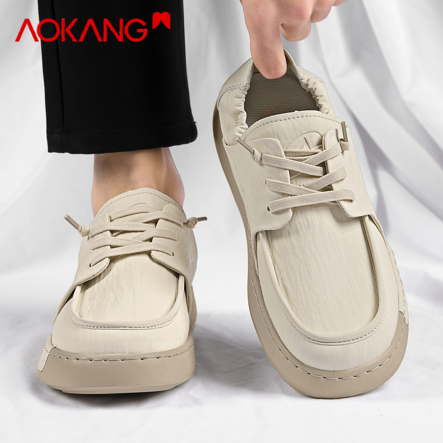 奥康男鞋2026新款春季软底舒适一脚蹬板鞋复古男士休闲户外懒人鞋,流行男鞋,时尚休闲鞋,淘宝优惠券,粉丝福利购,淘宝优惠卷