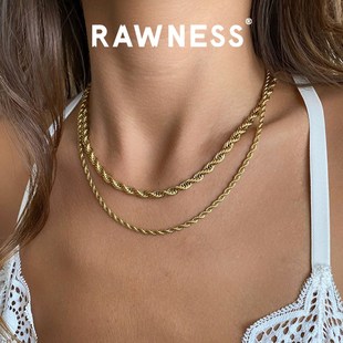 RAWNESS 新年礼物欧美钛钢麻花链不掉色时尚潮流嘻哈街头复古百搭
