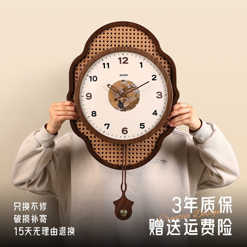 2025新款创意挂钟中古风复古高级感家用客厅挂墙餐厅轻奢时钟钟表