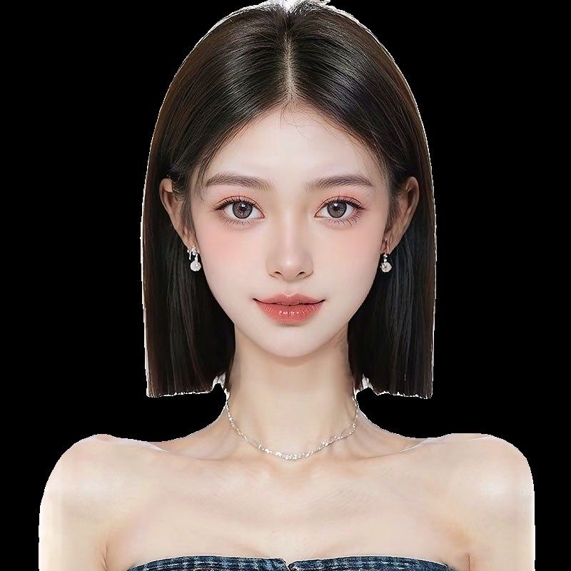 假发全头套女自然全真人发一刀切气质时尚偏分甜酷造型轻薄短发