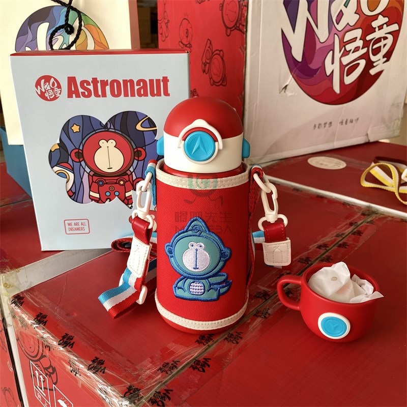 尾货 儿童保温杯吸管杯双层不锈钢卡通双两盖饮水杯