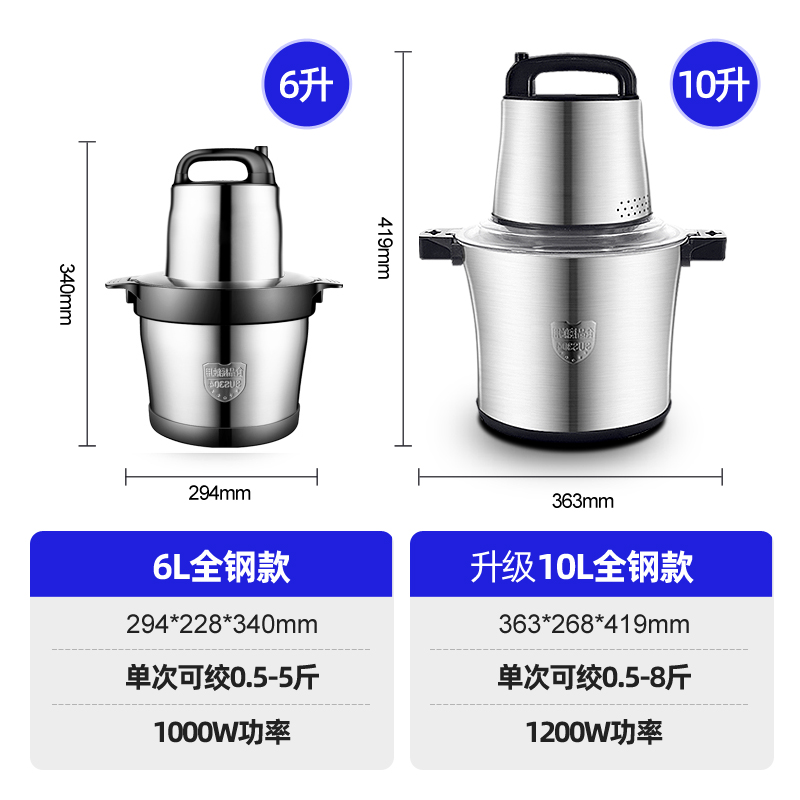10L多功能绞肉机商用家用搅拌机打肉机搅肉馅机6L辣椒机粉碎机