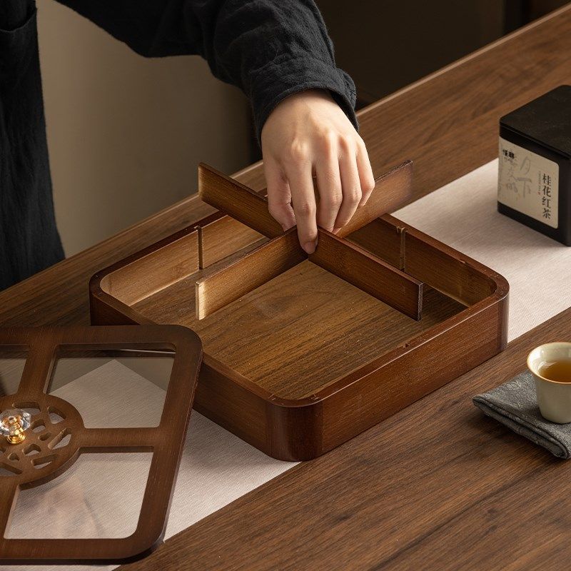 竹木干果盒家用茶馆喜庆糖果盒2025新款轻奢高档坚果盘零食收纳盒,家居饰品,果盘/果篓,淘宝优惠券,粉丝福利购,淘宝优惠卷