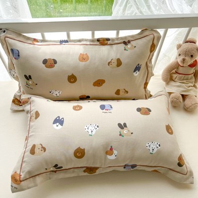 纯棉a类双层纱儿童枕头套夏季30x50单个48x74cm乳胶枕套宝宝40x60