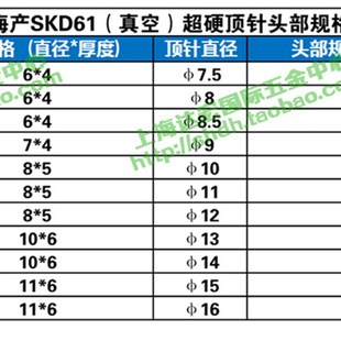 硬模具顶针真空SKD61顶杆推杆高硬度6 8.5