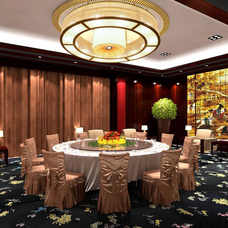 饭店豪华包间大吊灯新中式酒店会所餐厅包厢圆形欧式包房水晶灯具
