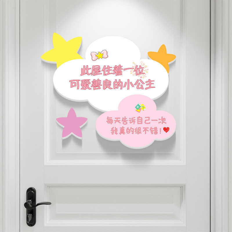 创意小公主房间装饰布置门贴3d挂牌女孩儿童房卧室门墙面墙贴门牌,家居饰品,门贴,淘宝优惠券,粉丝福利购,淘宝优惠卷