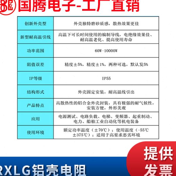 梯形铝壳变频器制动刹车电阻 RXLG 100W 10R20R30R40R50R100R200R