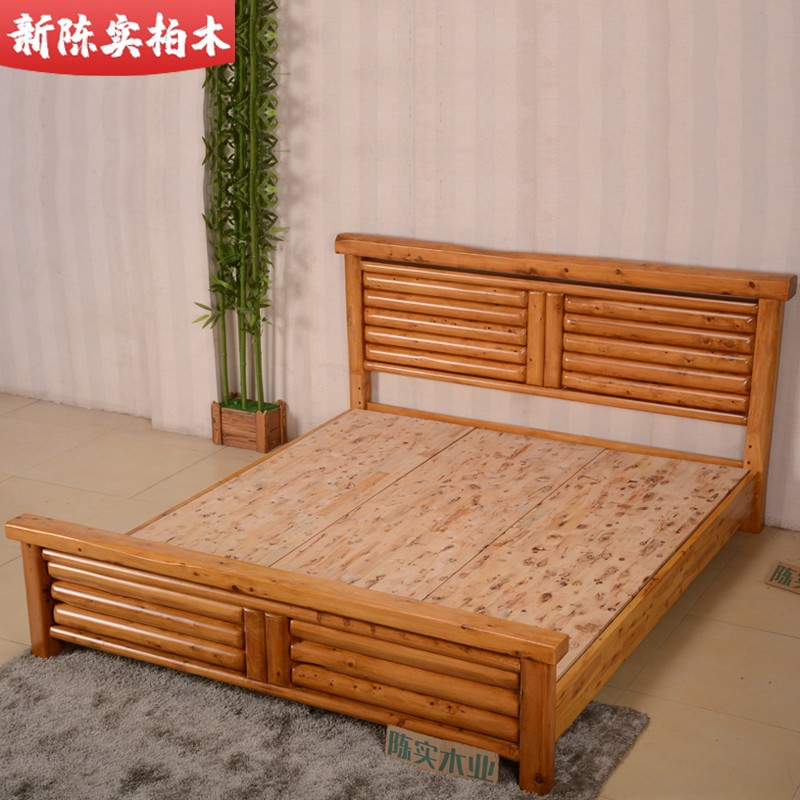 陈实原木原生态民宿实木床香柏木大床1.51.8米双人床田园床高箱床