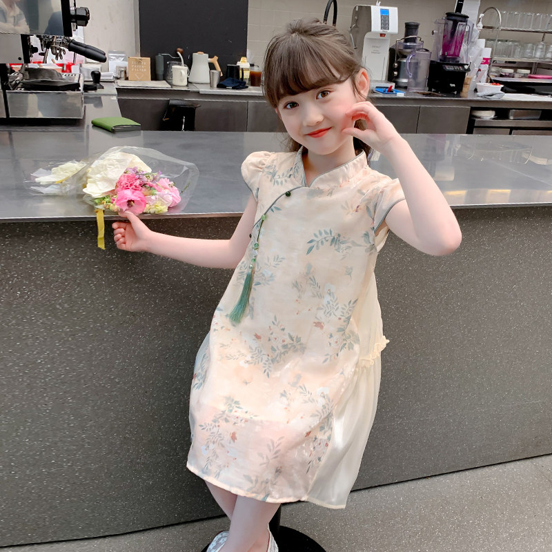 女童旗袍2024新款夏季儿童夏款汉服国风公主裙小女孩夏装薄款裙子