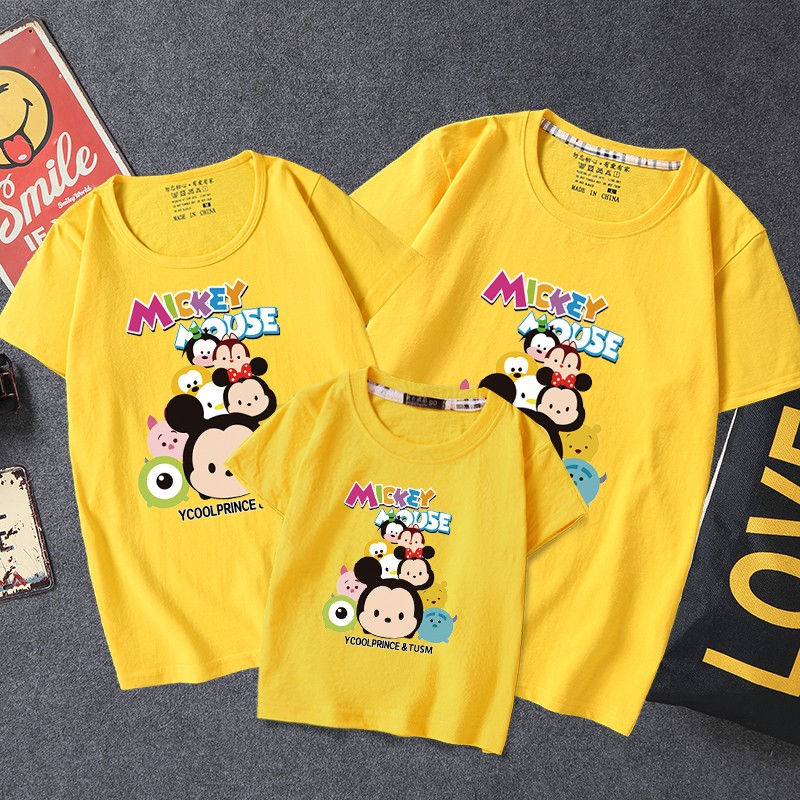 2021新款亲子装夏装纯棉短袖t恤一家三四口全家装幼儿园活动班服