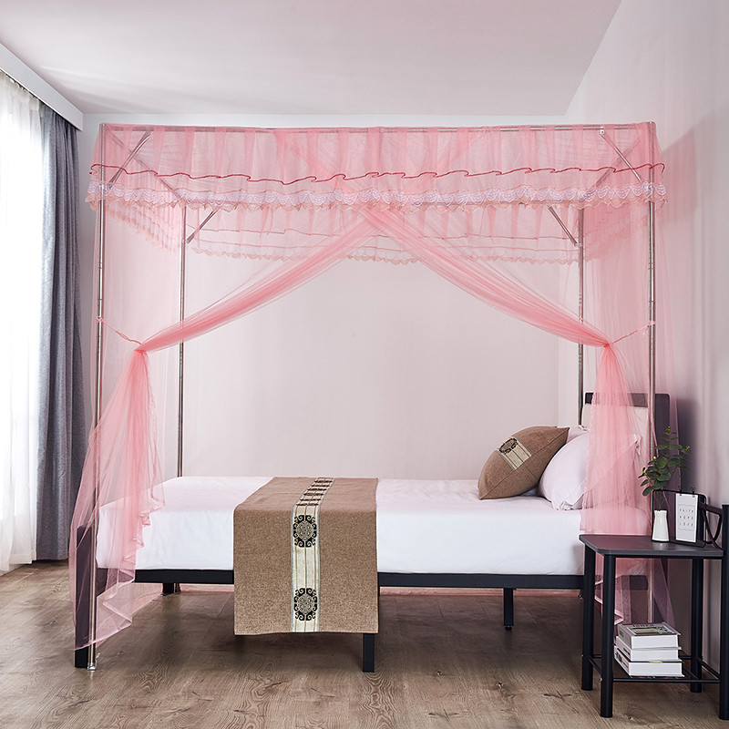 蚊帐1.8m床传统老式家用宫廷公主风1.5米加厚不锈钢落地支架杆2米