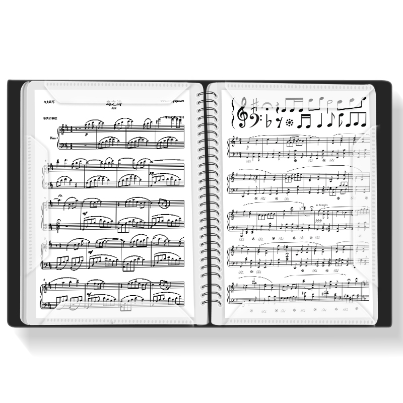 钢琴谱夹子琴乐谱夹册书可放哈农改谱夹A4不反光长条固定曲谱活页