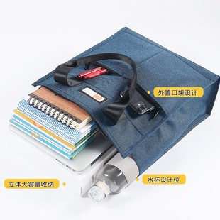 长方行7368公文包帆布手提文件袋拉链a4多层大容量牛丁布牛津布开