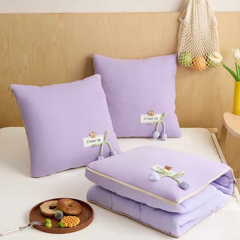 全棉 郁金香 抱枕被子两用二合一2025新款车用车载午睡毯子靠枕被,居家布艺,抱枕被,淘宝优惠券,粉丝福利购,淘宝优惠卷