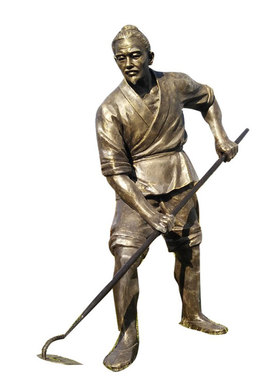 定制开荒牛农耕文化雕塑玻璃钢民俗小吃人物雕像铸铜景观小品摆件