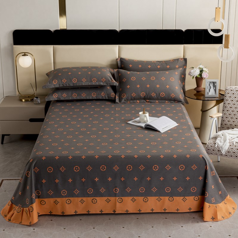 2024新款简约全棉床单单件加厚纯棉磨毛被单双人1.8m床枕套三件套