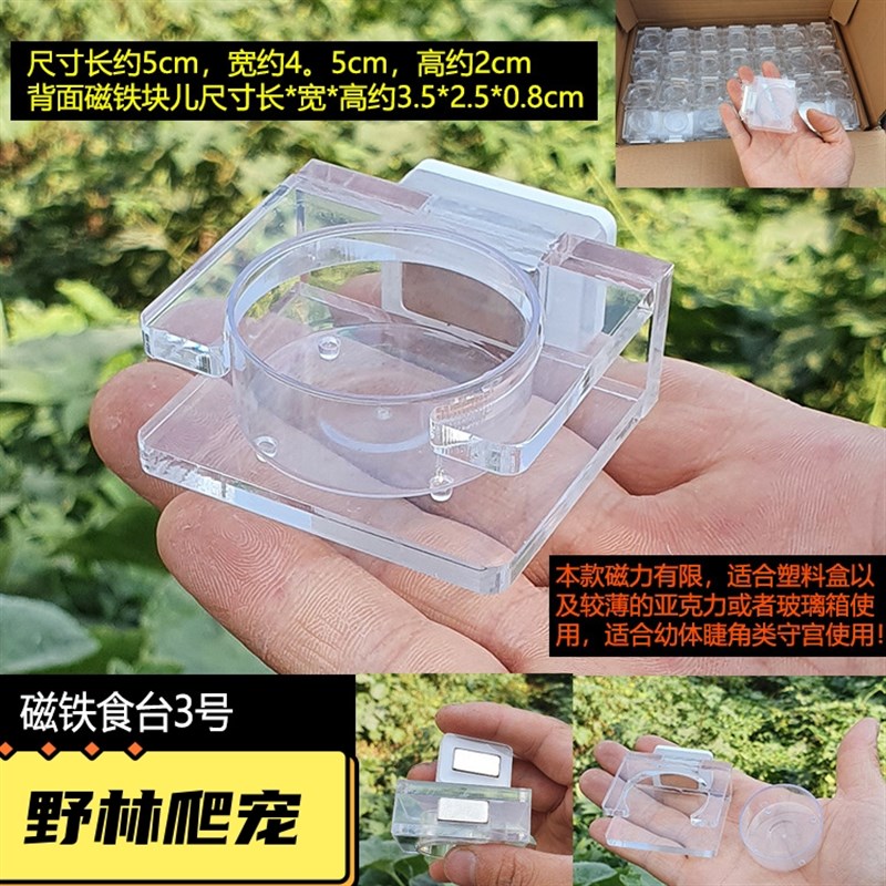 爬宠水盆爬虫食盆睫角守宫玻璃吸盘喂食台菜盆半空面包虫宠物盆